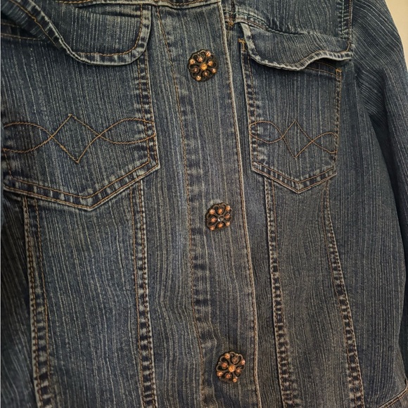 CAbi Blue Jean Jacket with Unique Buttons - Picture 6 of 11